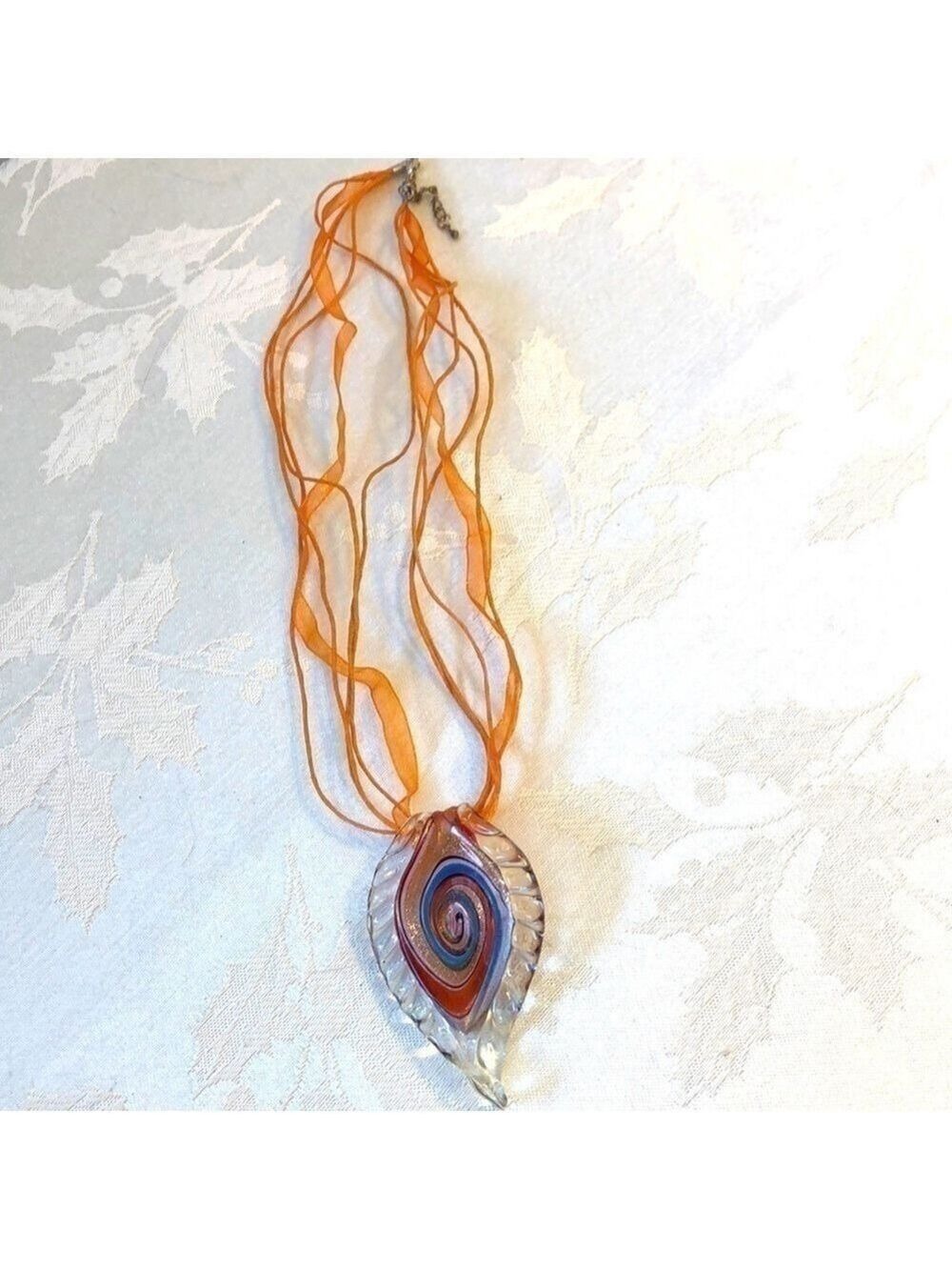 2/$15 orange and blue pendant necklace